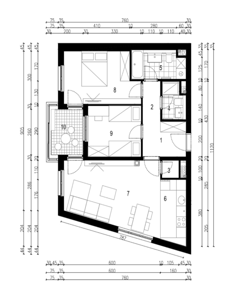 Projekt interijera: Kuhinja i dnevna soba slika 1
