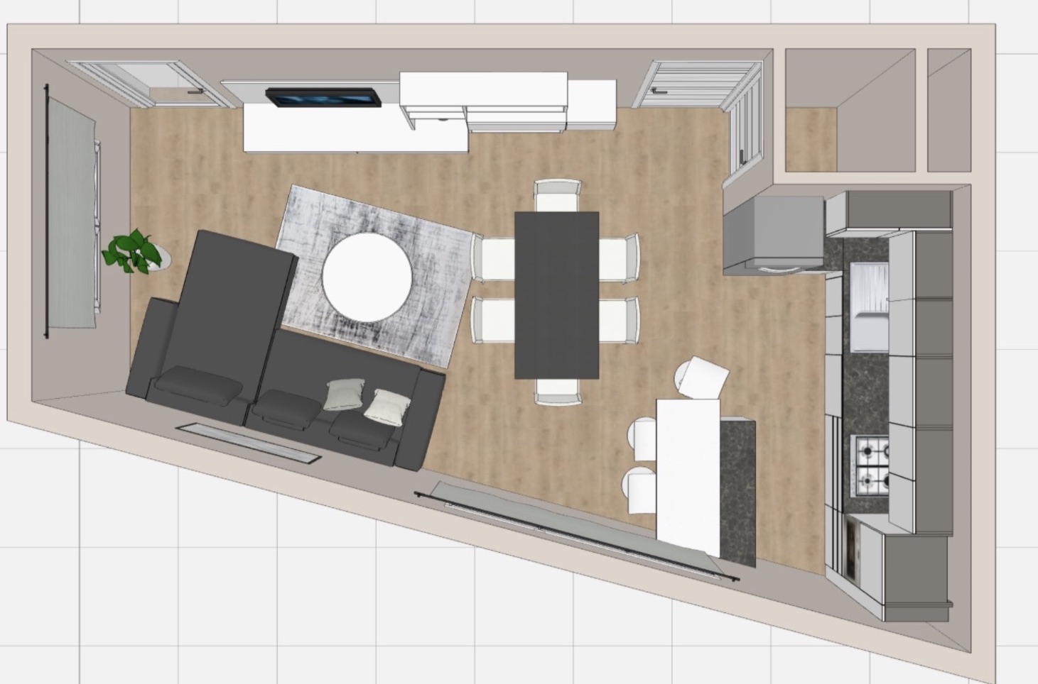 Projekt interijera: Kuhinja i dnevna soba slika 3