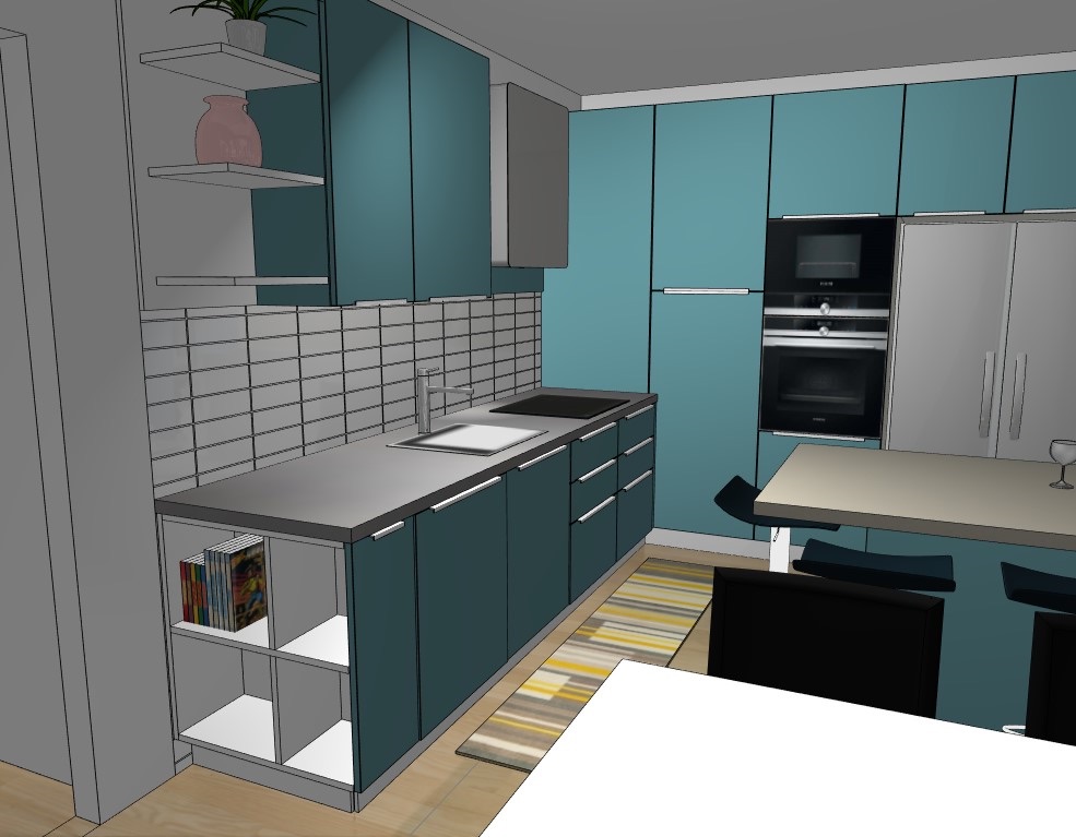 Projekt kuhinje i blagovaonice: 3D render slika 1