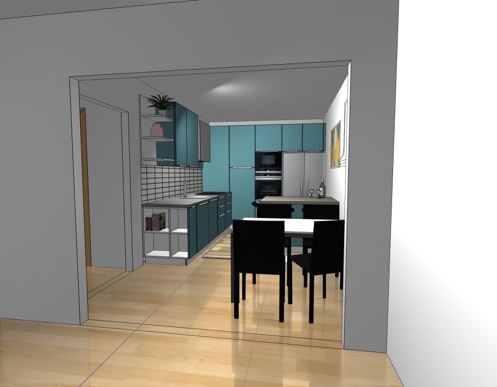 Projekt kuhinje i blagovaonice: 3D render slika 4
